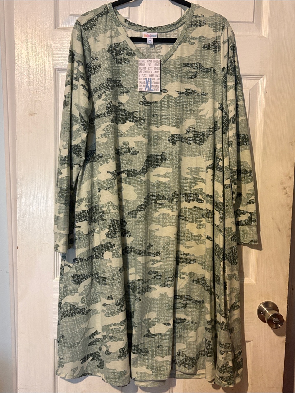 LuLaRoe Emily Green Camo Midi Dress